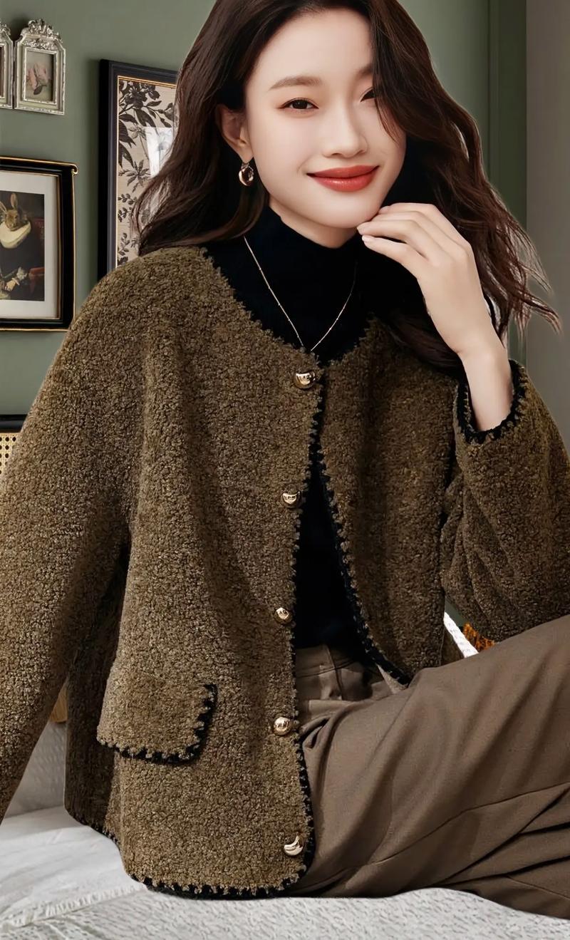 绒绒女冬外套怎么搭配