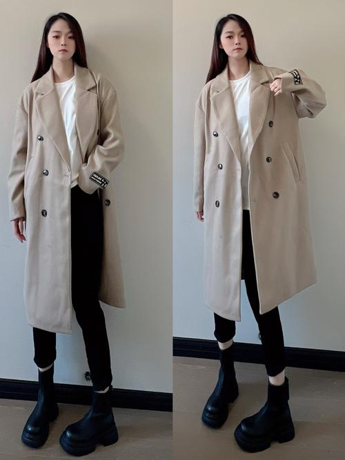 卡其色学生大衣怎么搭配
