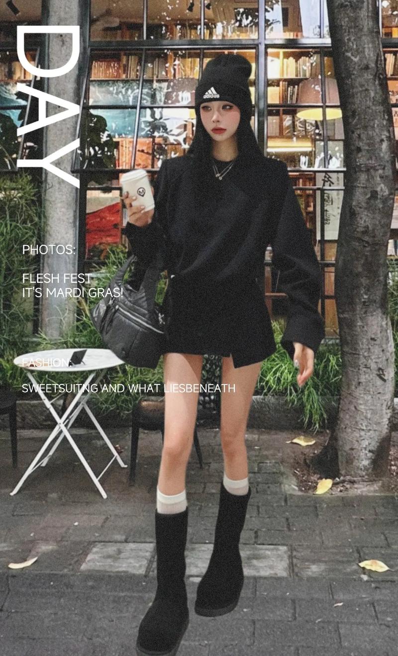中长款卫衣怎么搭配裙子图片
