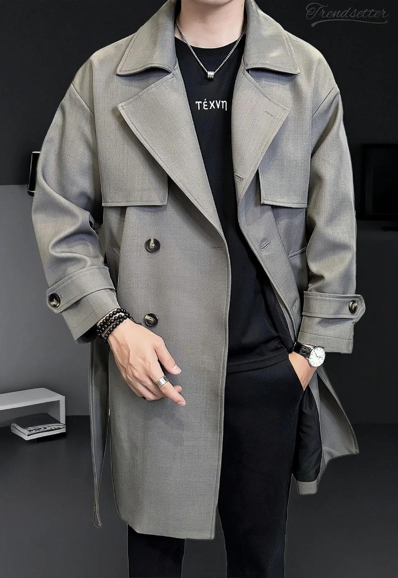 男士中长款风衣外套怎么搭配