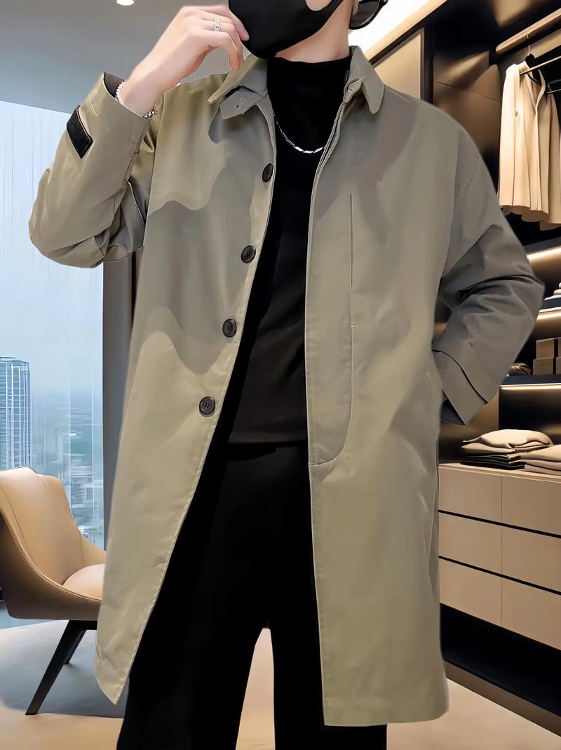 男士中长款风衣外套怎么搭配