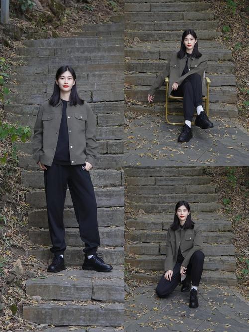 绿色裤子灰色上衣怎么搭配图片