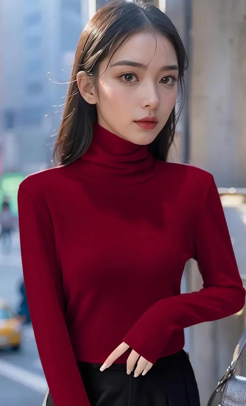 红色高领衫怎么搭配