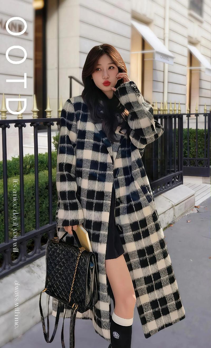 黑白大格子衣服怎么搭配图片