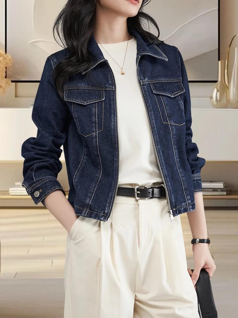 韩版牛仔中长款上衣怎么搭配图片女