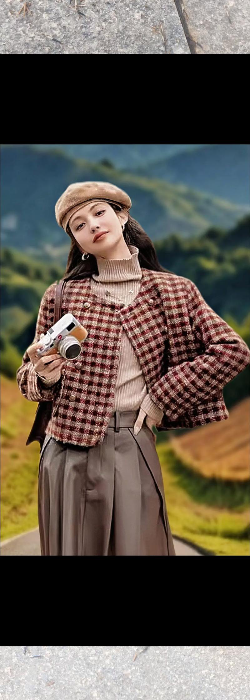 格子女外套怎么搭配什么裤子