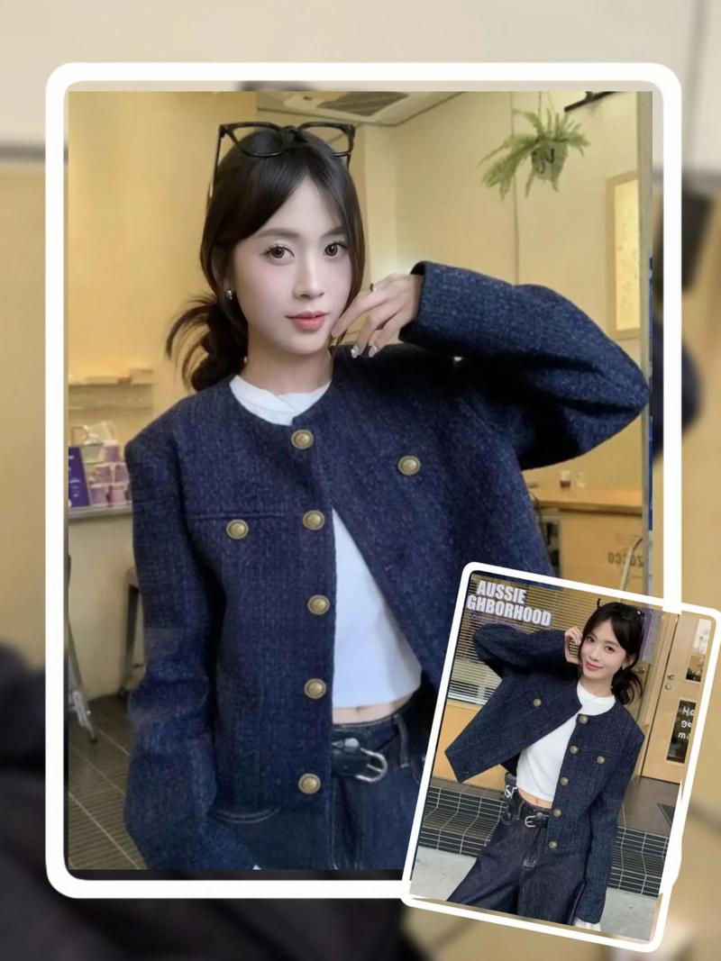 藏蓝色薄风衣怎么搭配图片