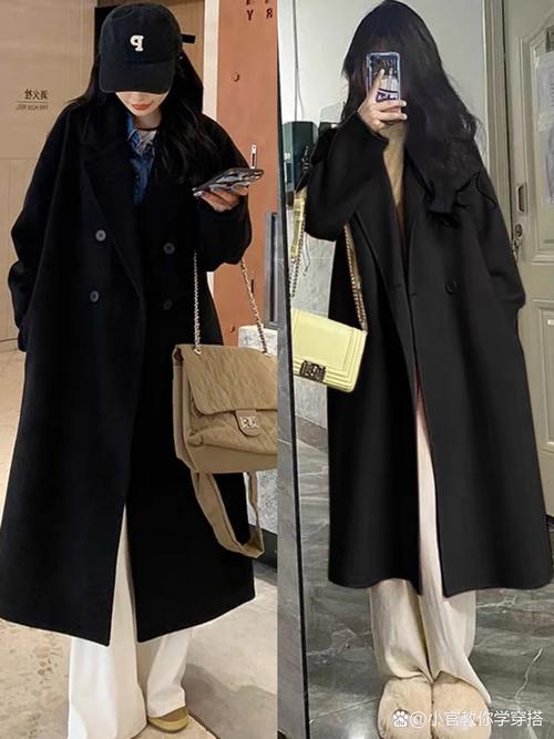 黑色中款毛呢外套怎么搭配什么裤子好看吗