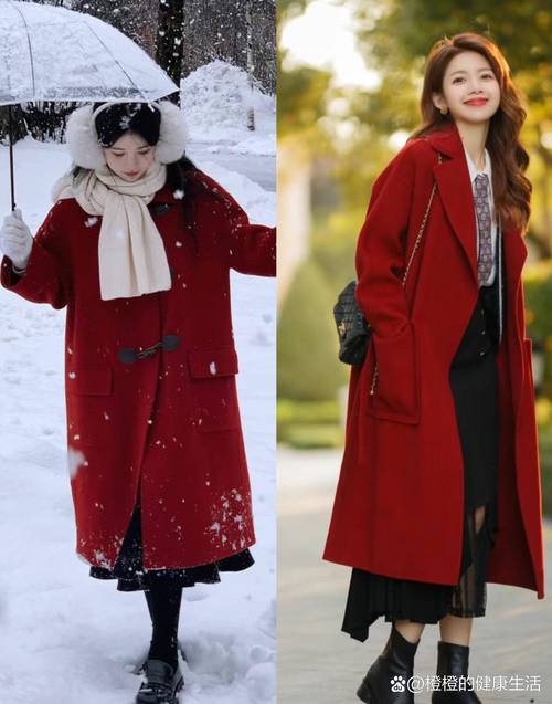 短款红羊绒大衣怎么搭配什么围巾好看