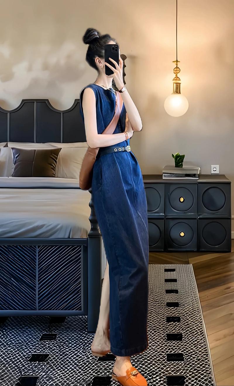 深蓝裙子配什么上衣