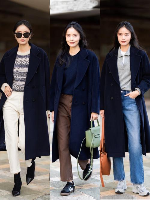 藏蓝色呢大衣怎么搭配图片
