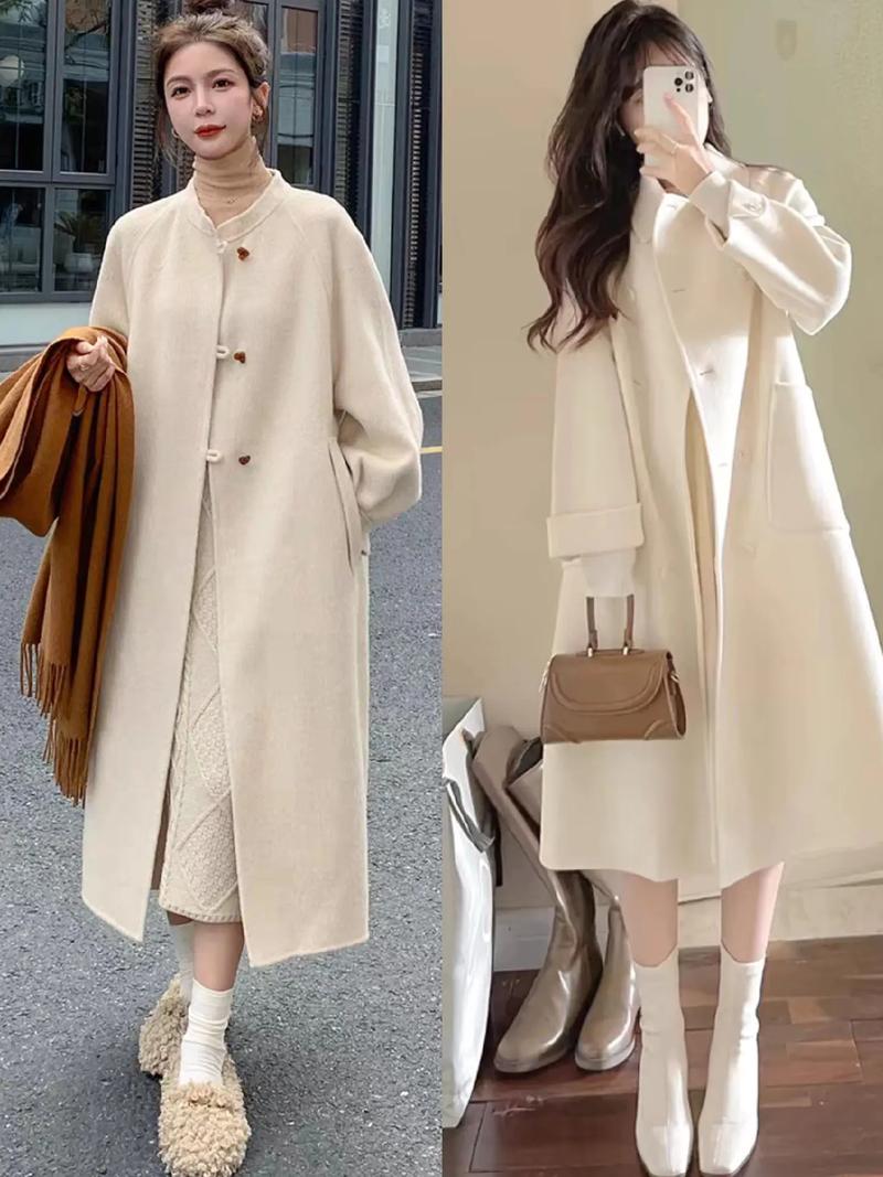 米白色呢子大衣怎么搭配裤子