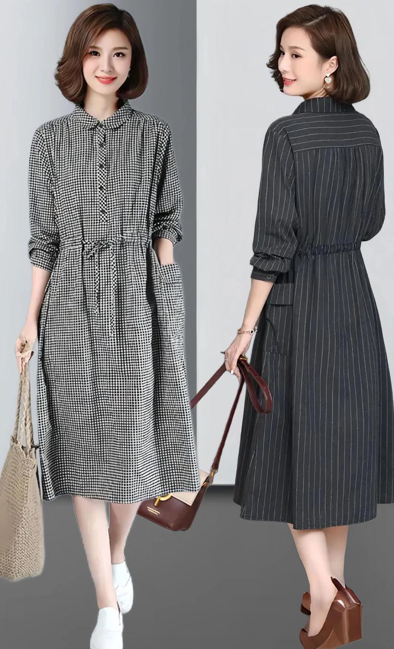 长款格子衬衫裙怎么搭配什么裤子好看