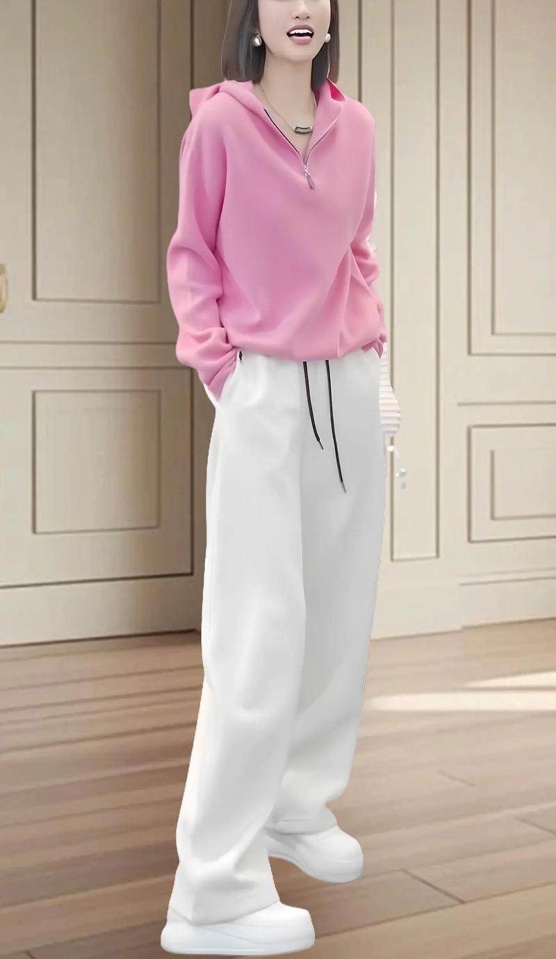 夏季粉色卫衣怎么搭配