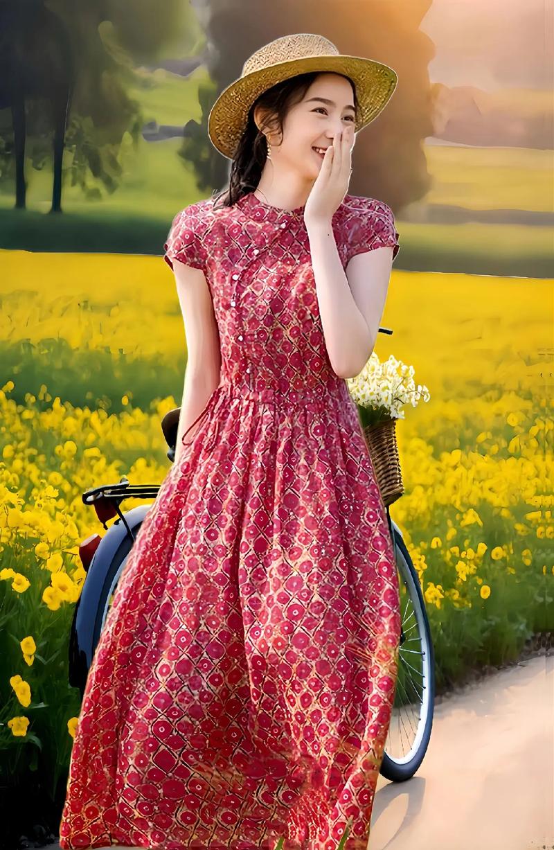 红色长 长款连衣裙怎么搭配什么裤子