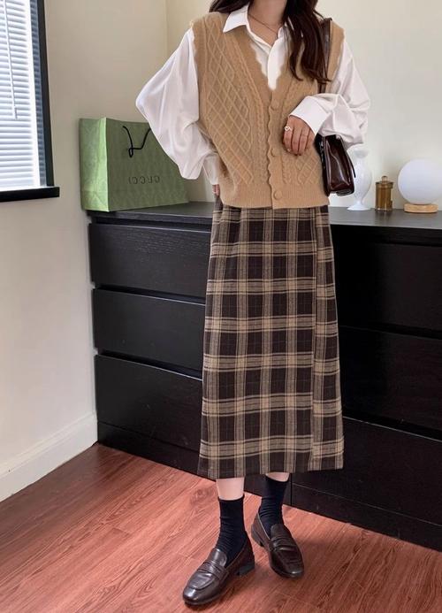 大格子裙怎么搭配