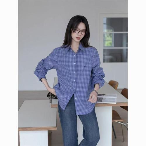 蓝色格子长衬衫怎么搭配什么裤子好看