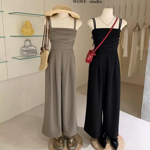 吊带连体长裤怎么搭配图片