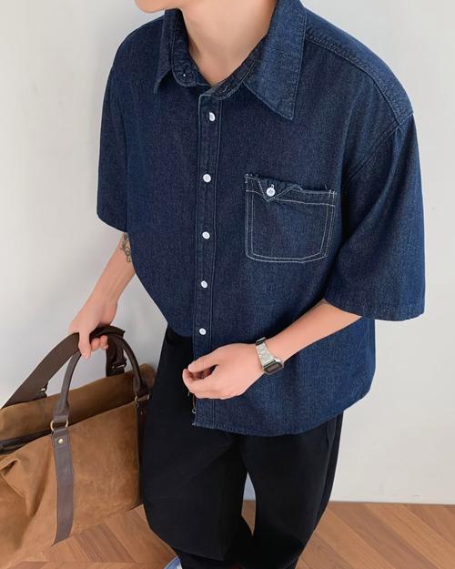 男士薄牛仔衬衫怎么搭配图片大全