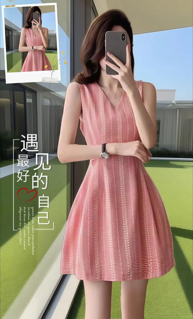 条纹粉色裙子怎么搭配