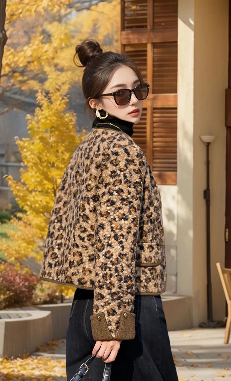 豹纹貂绒外套怎么搭配什么裤子好看