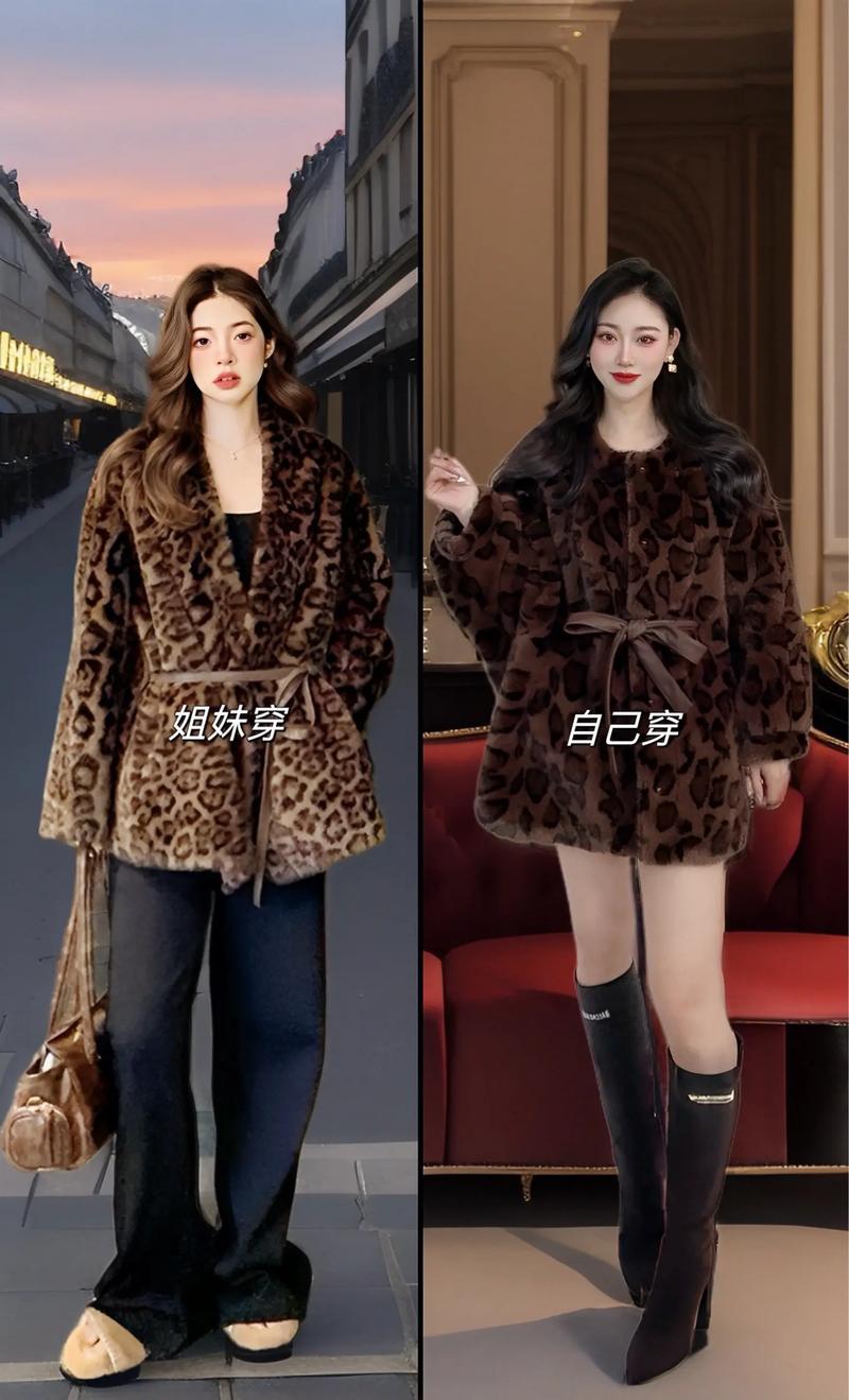 豹纹貂绒外套怎么搭配什么裤子好看