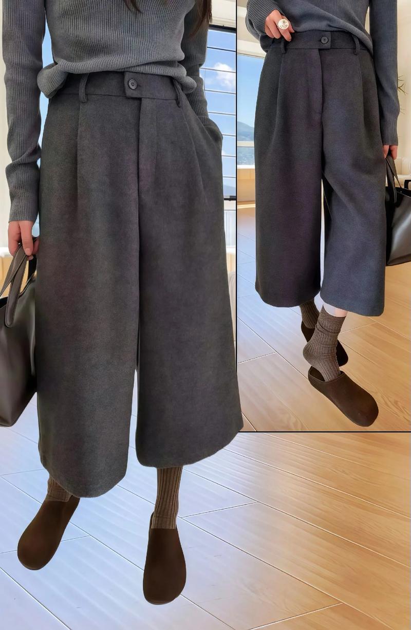冬七分阔腿裤怎么搭配衣服