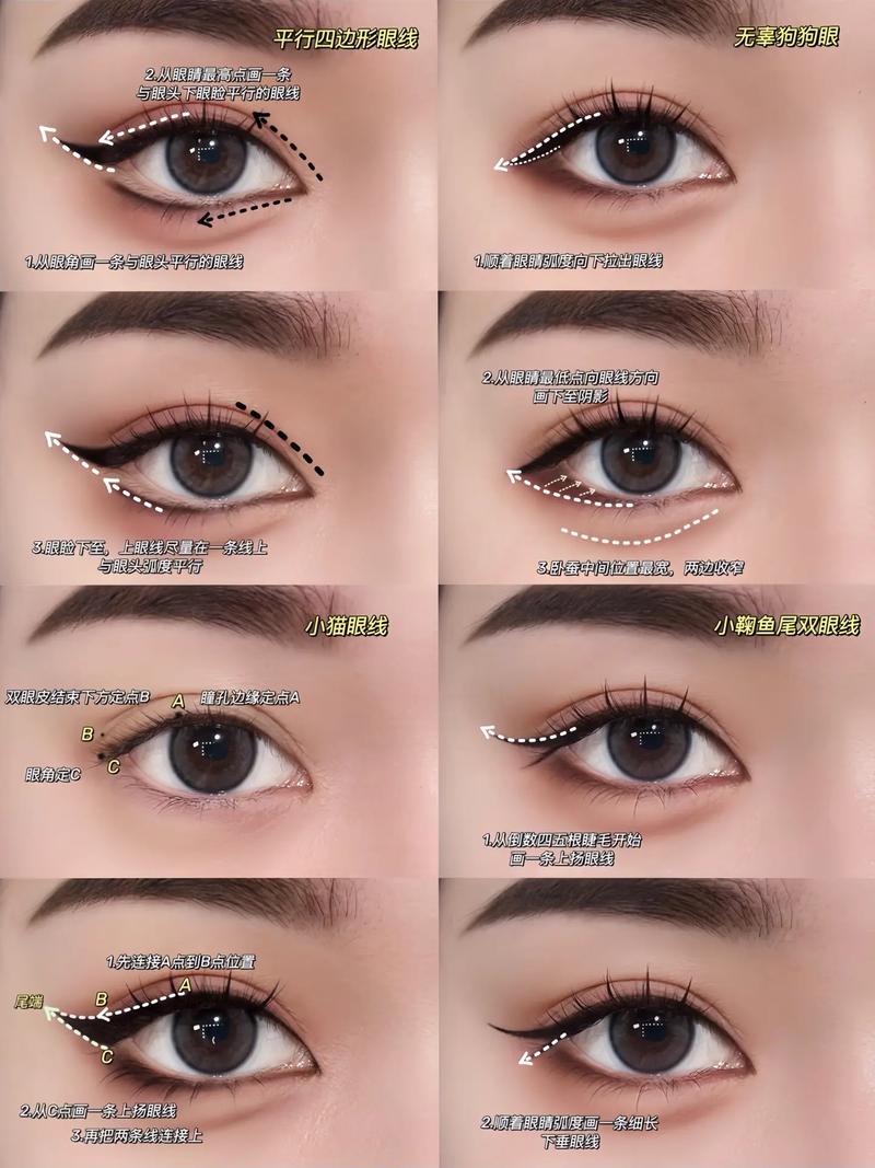 韩式最新眼线图片画法