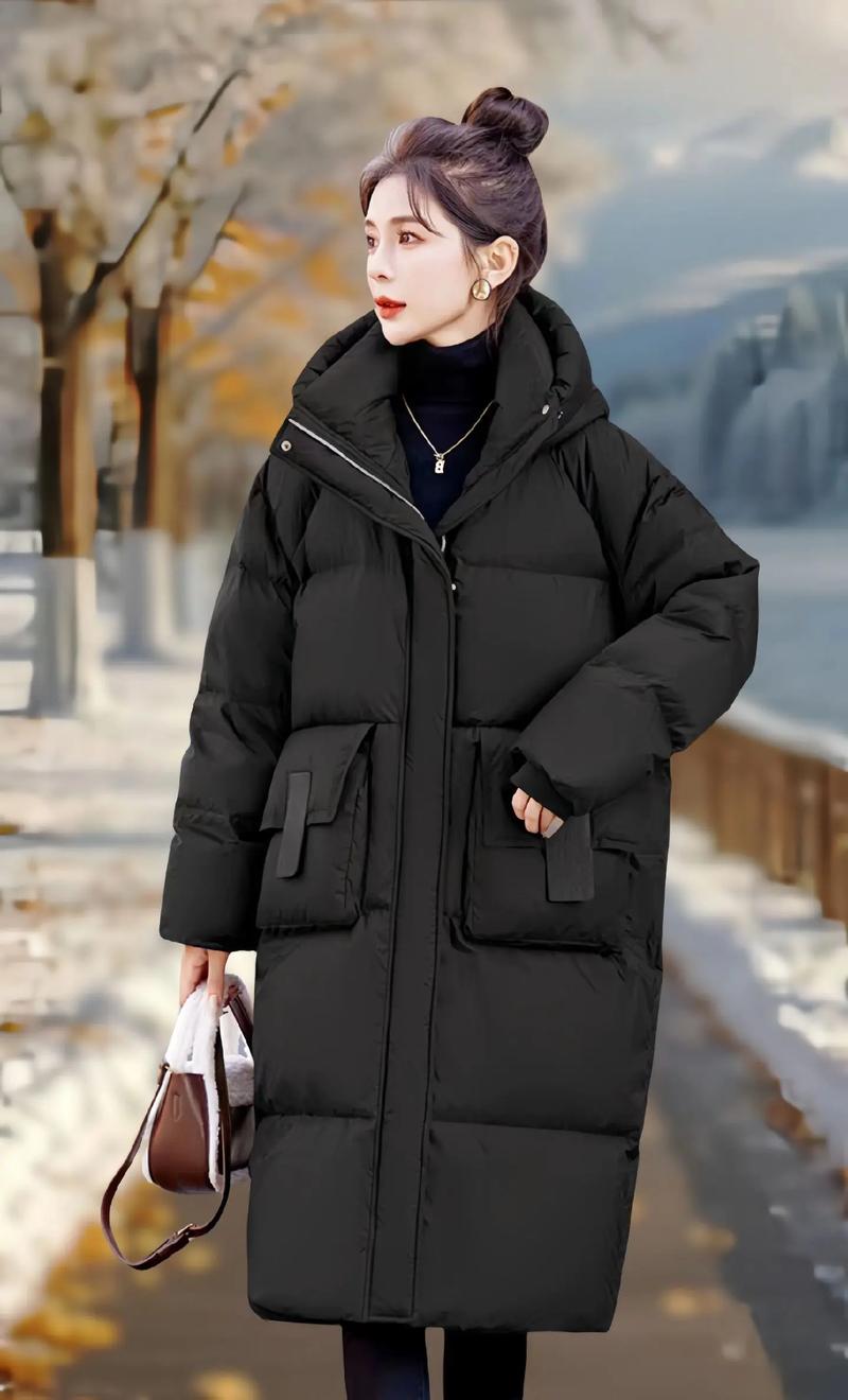 黑色长款棉袄怎么搭配什么裤子好看图片