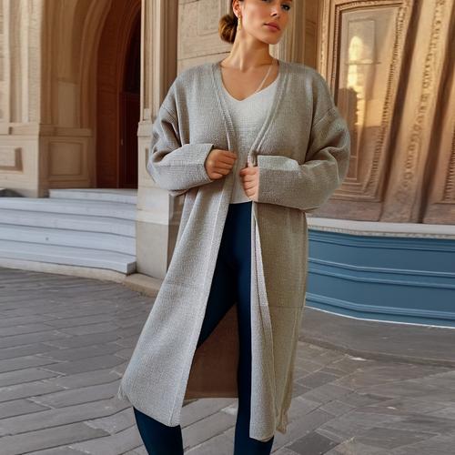 大长款毛衣怎么搭配外套