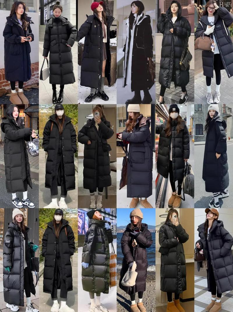 黑中长款羽绒服怎么搭配什么裤子好看图片