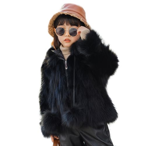 儿童黑色皮草外套怎么搭配图片