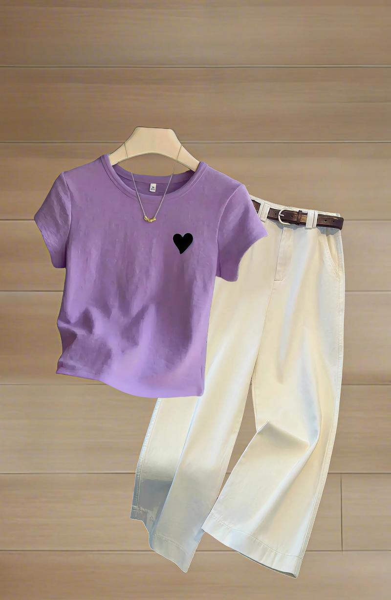 浅紫色半袖怎么搭配