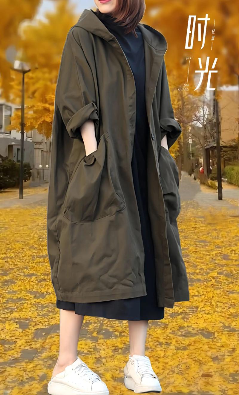 长款带帽子休闲风衣怎么搭配