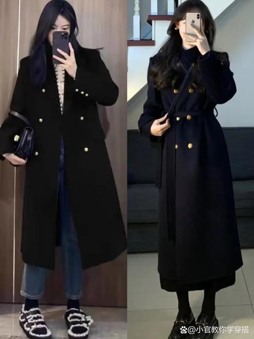 长款黑色狐狸毛呢子大衣怎么搭配