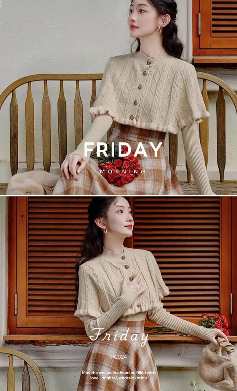 毛衣披肩怎么搭配