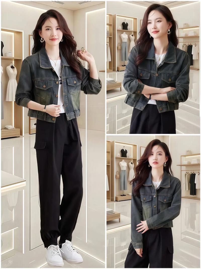 廓形牛仔短外套怎么搭配