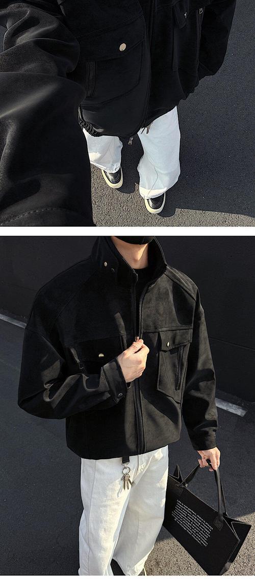 黑色立领皮衣怎么搭配图男