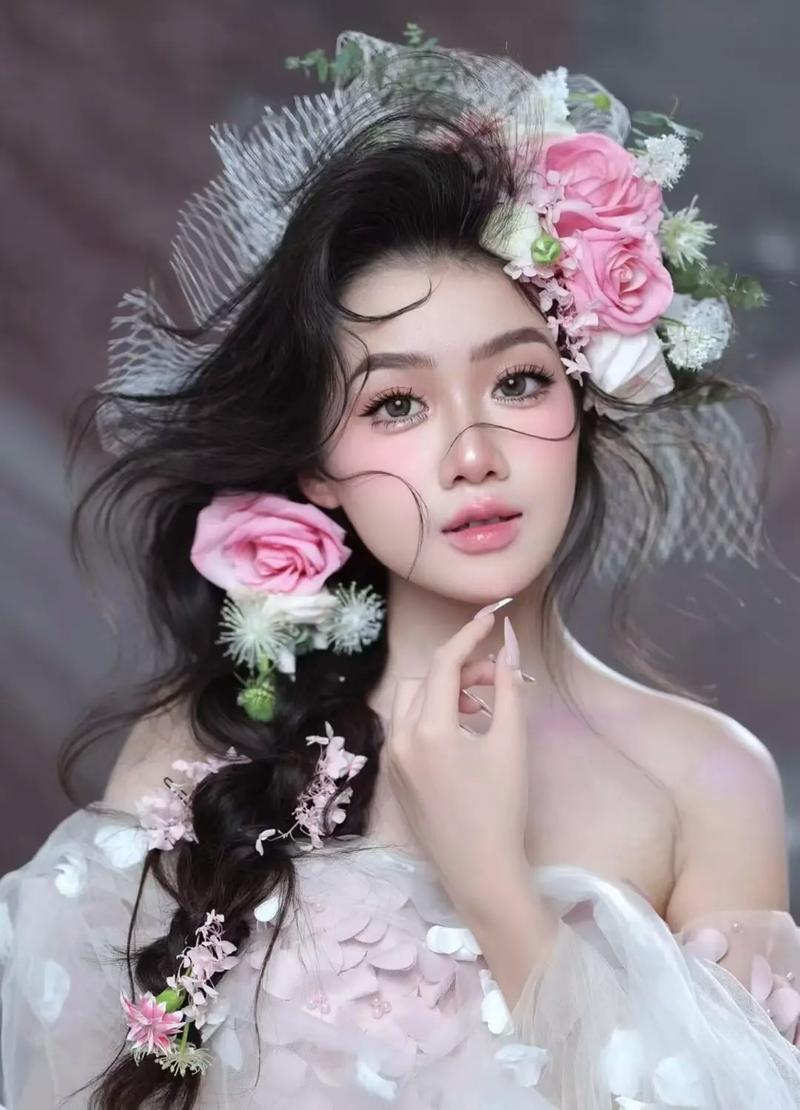 最新新娘鲜花造型图片