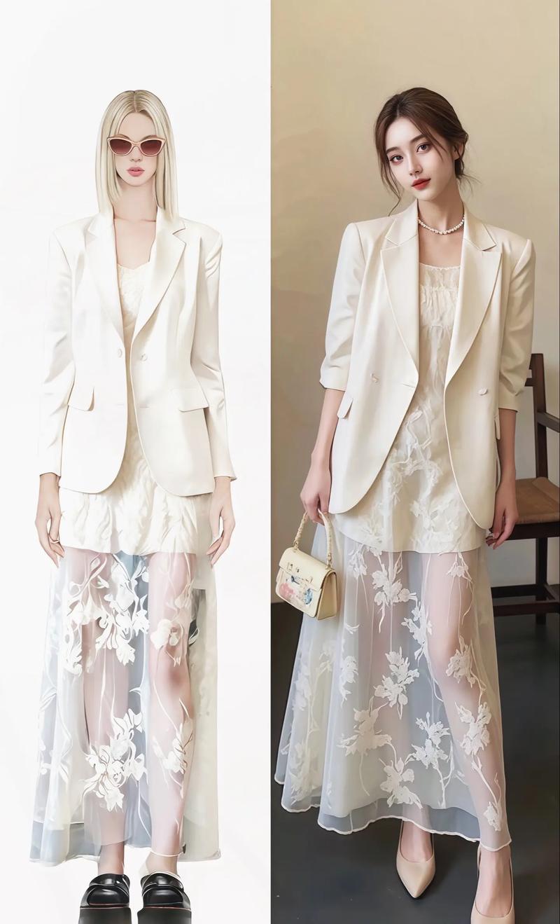 白色蕾丝中长裙怎么搭配