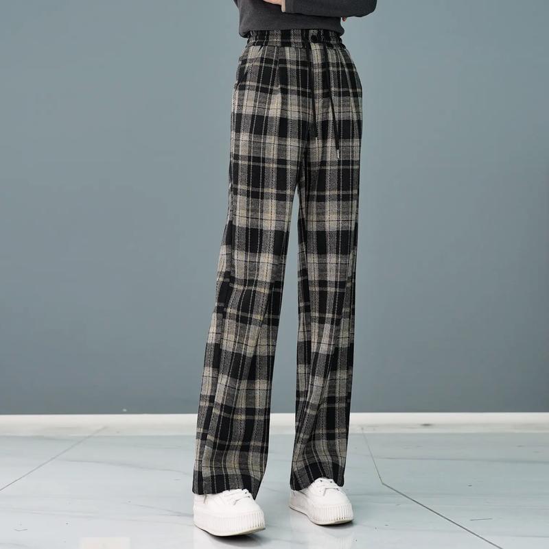 细格子女裤怎么搭配