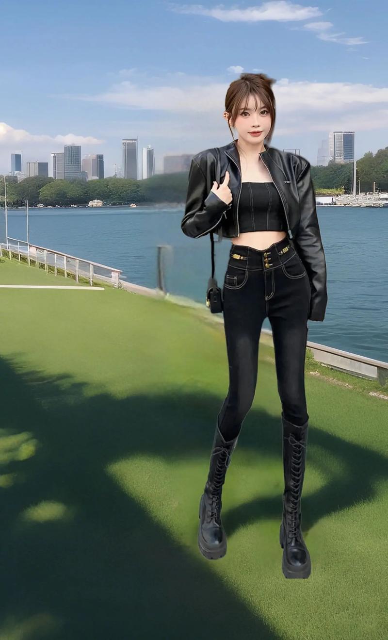 女士紧身高腰牛仔裤怎么搭配什么外套