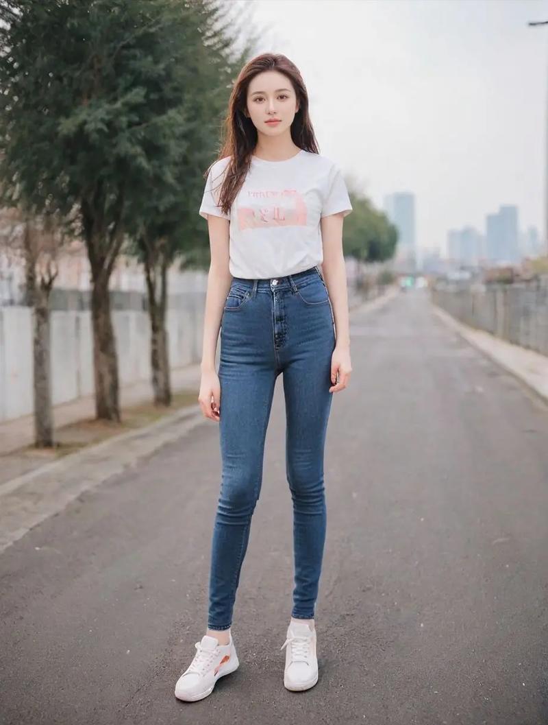 女士紧身高腰牛仔裤怎么搭配