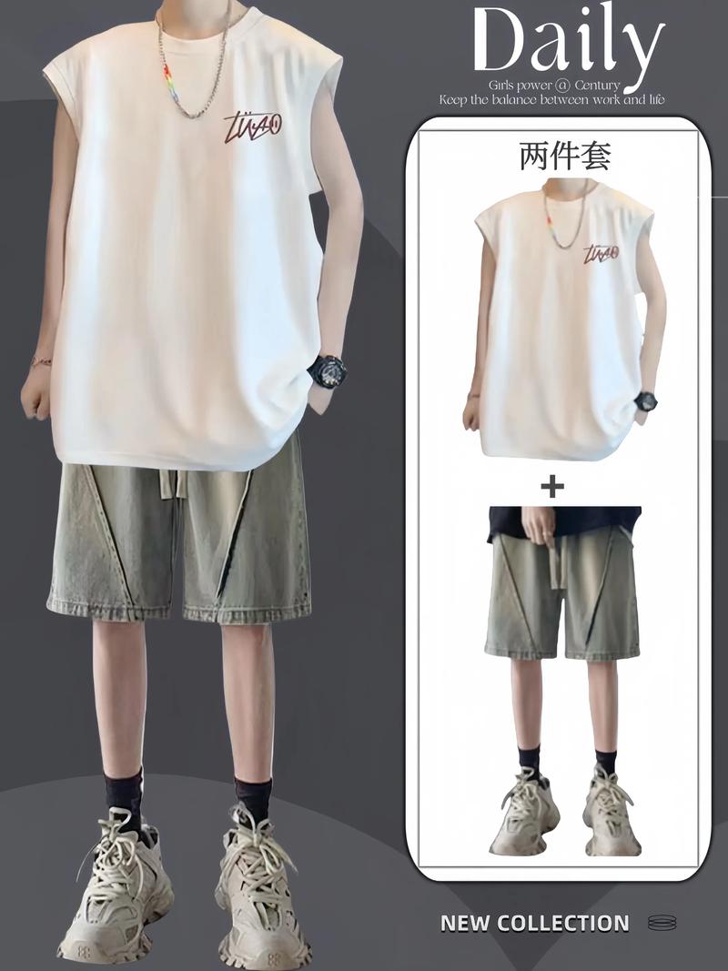 男生无袖背心怎么搭配图片