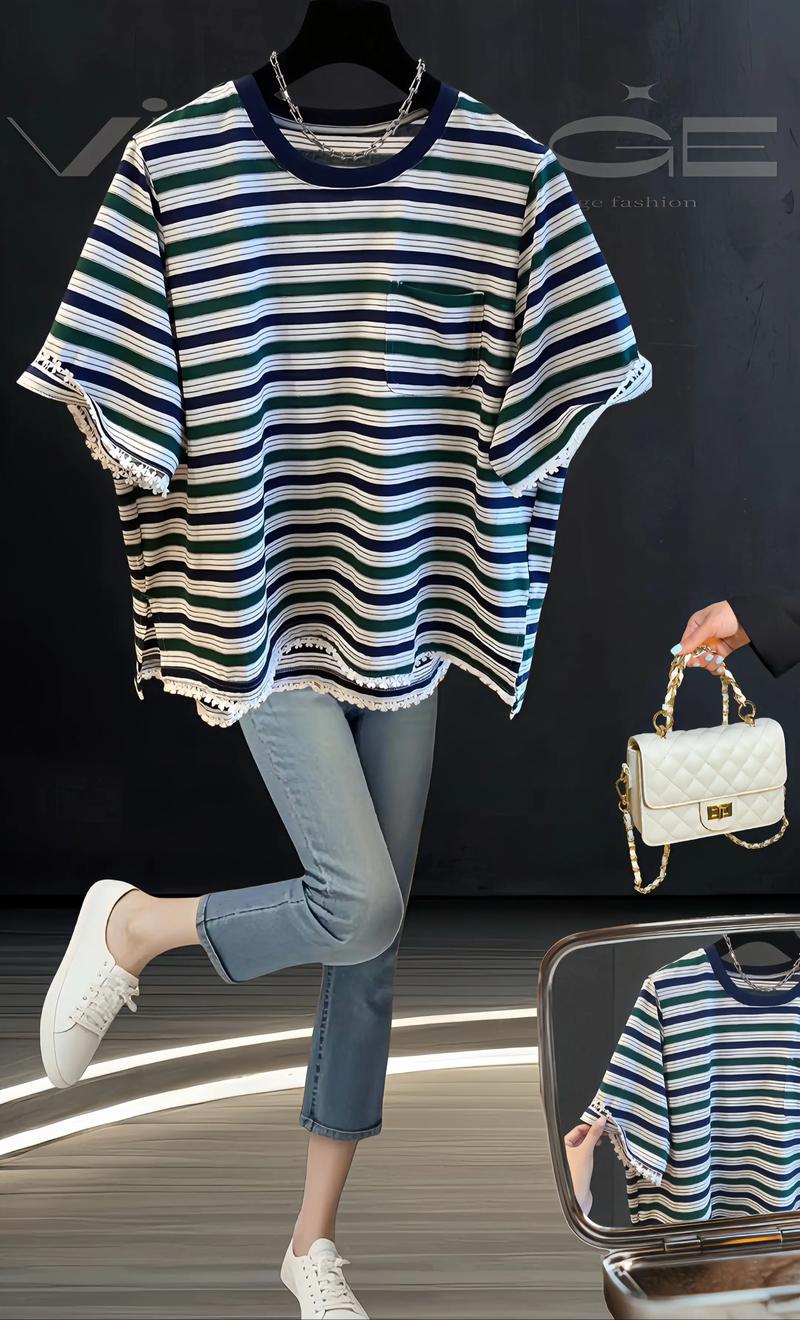 宽大的短袖怎么搭配