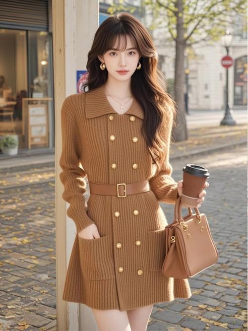 棕色连衣裙怎么搭配图片
