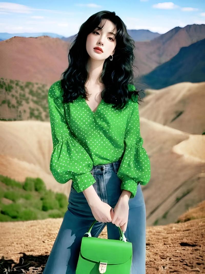 女绿色衬衫怎么搭配图片