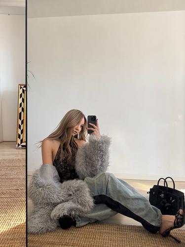 大衣皮草外套怎么搭配围巾好看图片