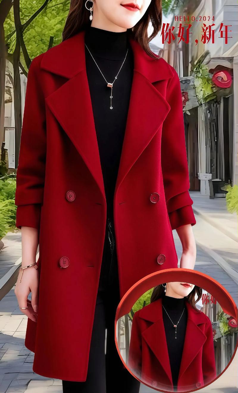 大红色妮子大衣怎么搭配围巾好看图片搜索