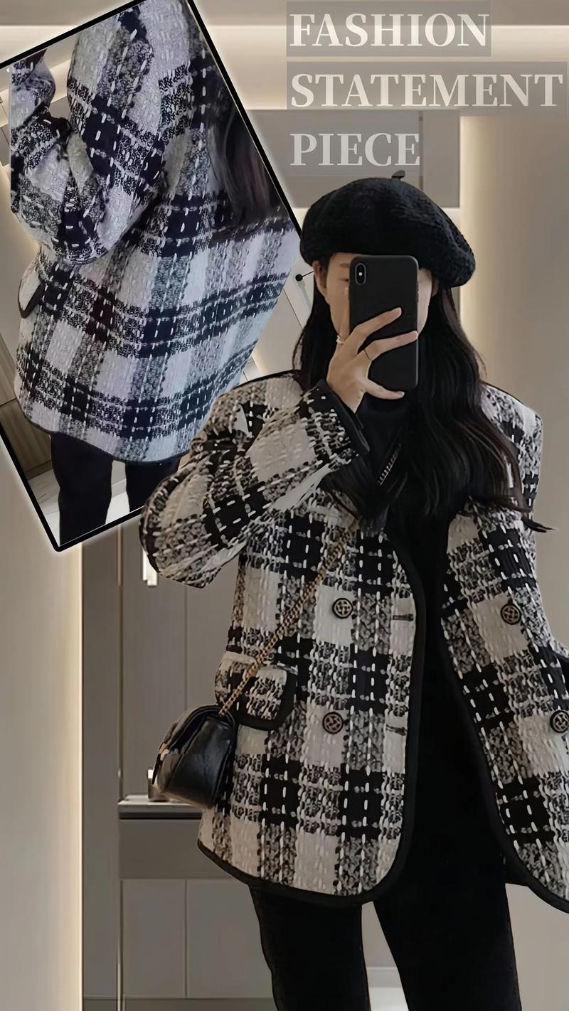 黑白格怎么搭配外套好看